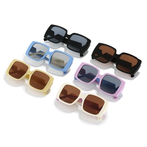 Variety of retro square oversized sunglasses in multiple color combinations and wide frames