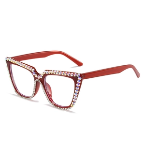 Oversized Cat Eye Sunglasses With Rhinestones PC Frame AC Lens UV400 Protection Anti Blue Light Fashion Glasses For Women