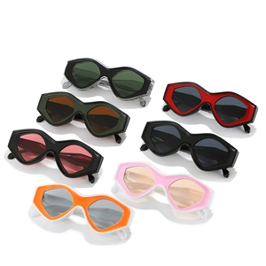 Chic triangular cat eye sunglasses in multiple colors like black, red, and army green