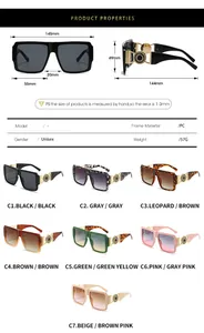 Tabella taglie e specifiche tecniche per occhiali da sole squadrati oversize flat top