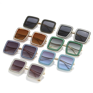 Sparkly square oversized sunglasses for women in multiple colors with glitter frames