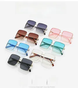 Collection of oversized square sunglasses in multiple gradient colors and metal frames