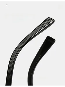 Detail of curved sunglasses temples with anti-slip texture and comfortable arc design