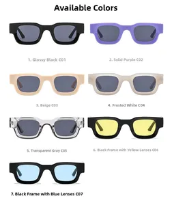Selection of square thick frame sunglasses in seven vintage hip-hop style colors