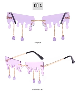 Verres gouttes violets avec design liquide doré et pendentifs de chaîne suspendus