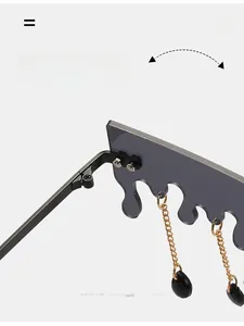 Détail de la charnière robuste de lunettes de soleil larmes avec pendentifs déco
