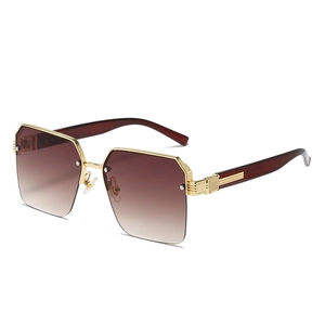 Lunettes de soleil oversize demi-cerclées en métal avec verres dégradés thé et or