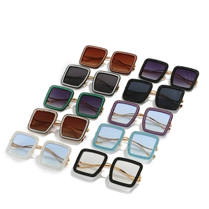 Sparkly square oversized sunglasses with glitter frames and gradient lenses in multiple colors