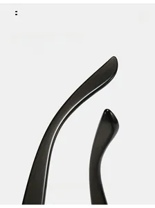Detail of curved semi-transparent grey temple tips for comfortable ergonomic wear