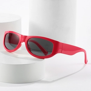 Modische Sportsonnenbrille in Rosérosa mit Wrap-around-Design für Radsport und Outdoor