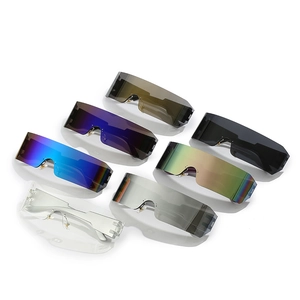 Frameless wrap-around sports sunglasses set with multi-color reflective mirror lenses