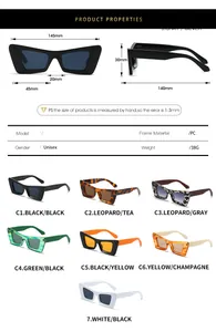 Tableau des tailles pour lunettes de soleil œil de chat rétro avec dimensions et poids