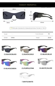 Tableau des tailles et spécifications pour lunettes de soleil de sport sans monture XL