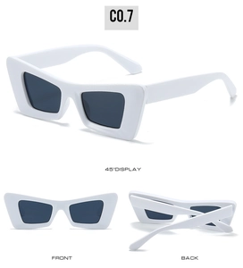 Vue multi-angle de lunettes de soleil œil de chat blanches verres gris avant arrière