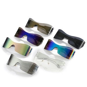 Lunettes de soleil œil de chat sans monture enveloppantes en sept couleurs tendance