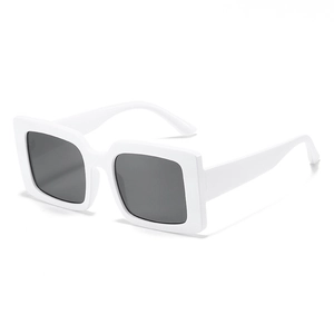 Classic oversized square frame sunglasses with white glossy finish and dark lenses