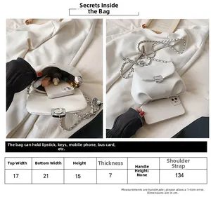 Tabella taglie borsa trapuntata con catena con dimensioni e riferimento dimensionale