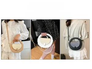 Three minimalist handbag colors with round ring handles for crossbody or handheld wear
