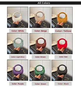 Nine colors of crescent moon acrylic evening bags with twist handles and gold metal chains