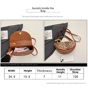 Detailed size guide and interior capacity view of the leopard print box handbag