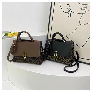 Vintage Leopard Print Handbag PU Leather Shoulder Crossbody Bag With Gold Buckle For Women Fashion Retro Style