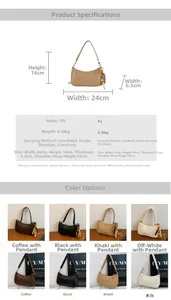 Detailed size chart and multi-color options for faux crocodile leather baguette bag
