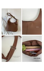 Braune Shopper Tasche aus strukturiertem Leder mit silberner Schnalle und viel Platz