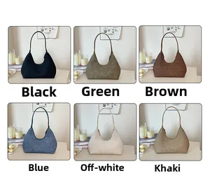 Detailed grid view showcasing the half-moon shoulder bag in six minimalist color options