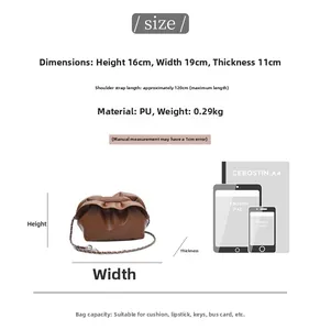 Size chart showing 19cm cloud bag dimensions and capacity comparison with smartphone