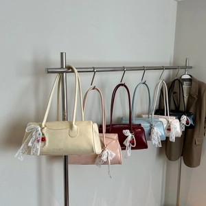 Sac À Main Femme Cuir PU Rétro Épaule Avec Pendentif Cerise Dentelle Künstliche Perle Mode Polyvalent Pour Usage Quotidien
