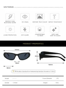 Guide des tailles pour lunettes de soleil de sport unisexes avec dimensions et matériel