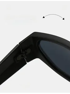 Détail macro des charnières métalliques sur lunettes de soleil sport noir mat durable
