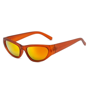 Lunettes de soleil de sport rétro avec monture orange et verres miroir jaunes