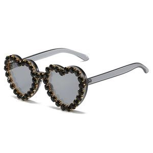 Lunettes De Soleil Cœur Ornées De Strass Protection UV400 Mode Fête Matériel PC Tendance Femmes