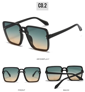 Vue détaillée multi-angles de lunettes de soleil carrées oversize avec monture noire épaisse