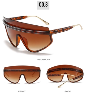 Three-angle views of tortoiseshell oversized sunglasses with brown gradient lenses