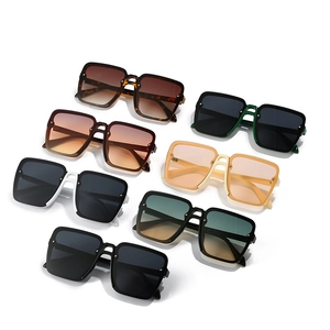 Lunettes de soleil carrées sans monture surdimensionnées en sept coloris tendance pour femmes