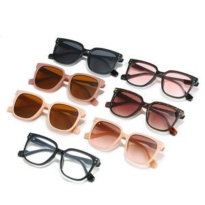 Retro square frame family sunglasses set with metal rivet detail in multiple colors