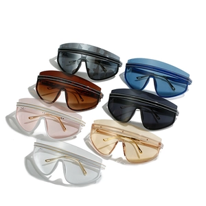Modern oversized shield sunglasses in seven assorted colors for fashion streetwear