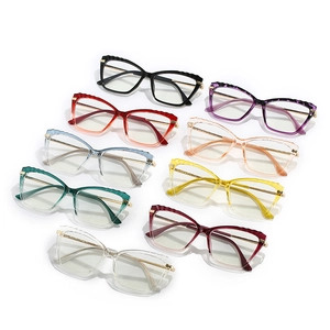 Cat eye TR90 anti-blue light glasses with metal temples in ten assorted colors