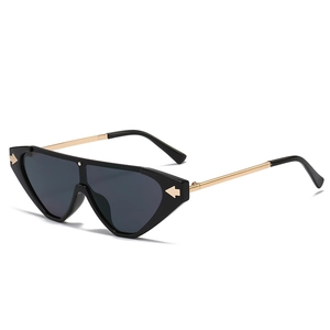 Fashion Geometric Cat Eye Sunglasses For Women Metal Arrow Decor UV400 Integrated Lens Shield Shade Ins Style Eyewear