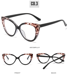 Cat-eye glasses frame in black and tortoiseshell, multiple views showing front, back, and side