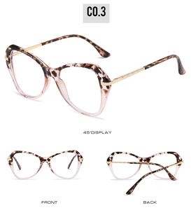 Detailed multi-angle views of tortoiseshell cat-eye glasses with golden metal temples