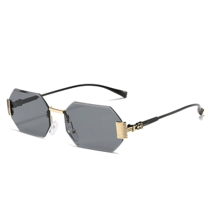 Rimless Octagonal Sunglasses Vintage Geometric Gradient PC Lens UV400 Protection Metal Hinge Luxury Eyewear For Women