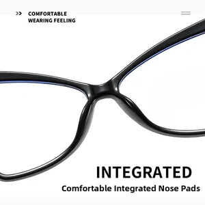 Dettaglio dei naselli integrati su montatura cat-eye in TR90 nero per massimo comfort