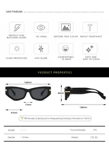 Guide des tailles de lunettes de soleil œil de chat, monture PC de 144mm de large