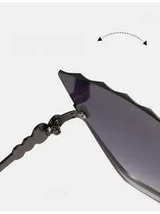 Detail of durable matte black metal hinge on cat-eye sunglasses with gradient purple lens