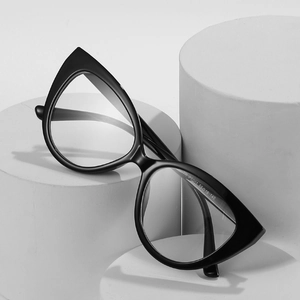 Vintage black cat eye glasses frames made of TR90 with anti-blue light lenses for women