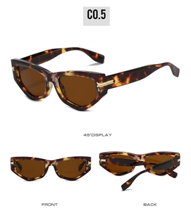 Vues détaillées de lunettes de soleil œil-de-chat vintage avec monture en écaille et or