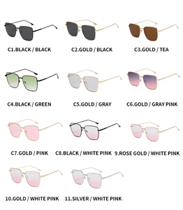 Multiple color options for square metal frame sunglasses with gradient lenses
